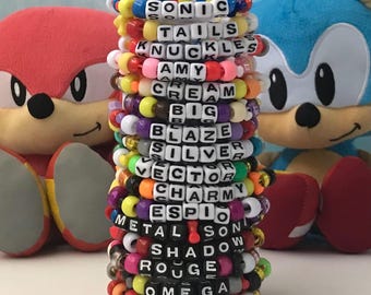 Sonic the Hedgehog Inspired Handmade Character Kandi Bracelets