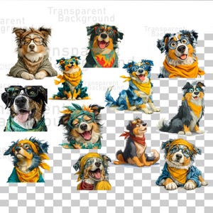 Australischer Schäferhund Clipart | Blue Merle Aussie PNG | Boho Hunderasse Sublimation | Mini Aussie Aquarell Hund Clipart gut für Scrapbooking