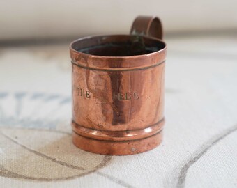 English antique copper pub spirit measuring cup