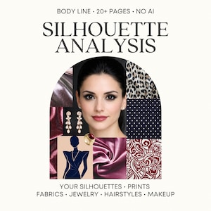 シルエット分析、ボディライン分析、体型分析、服のシルエット、生地、プリント、ジュエリー、ヘアスタイル、メイクアップ（キッベ式体型分析に基づく）