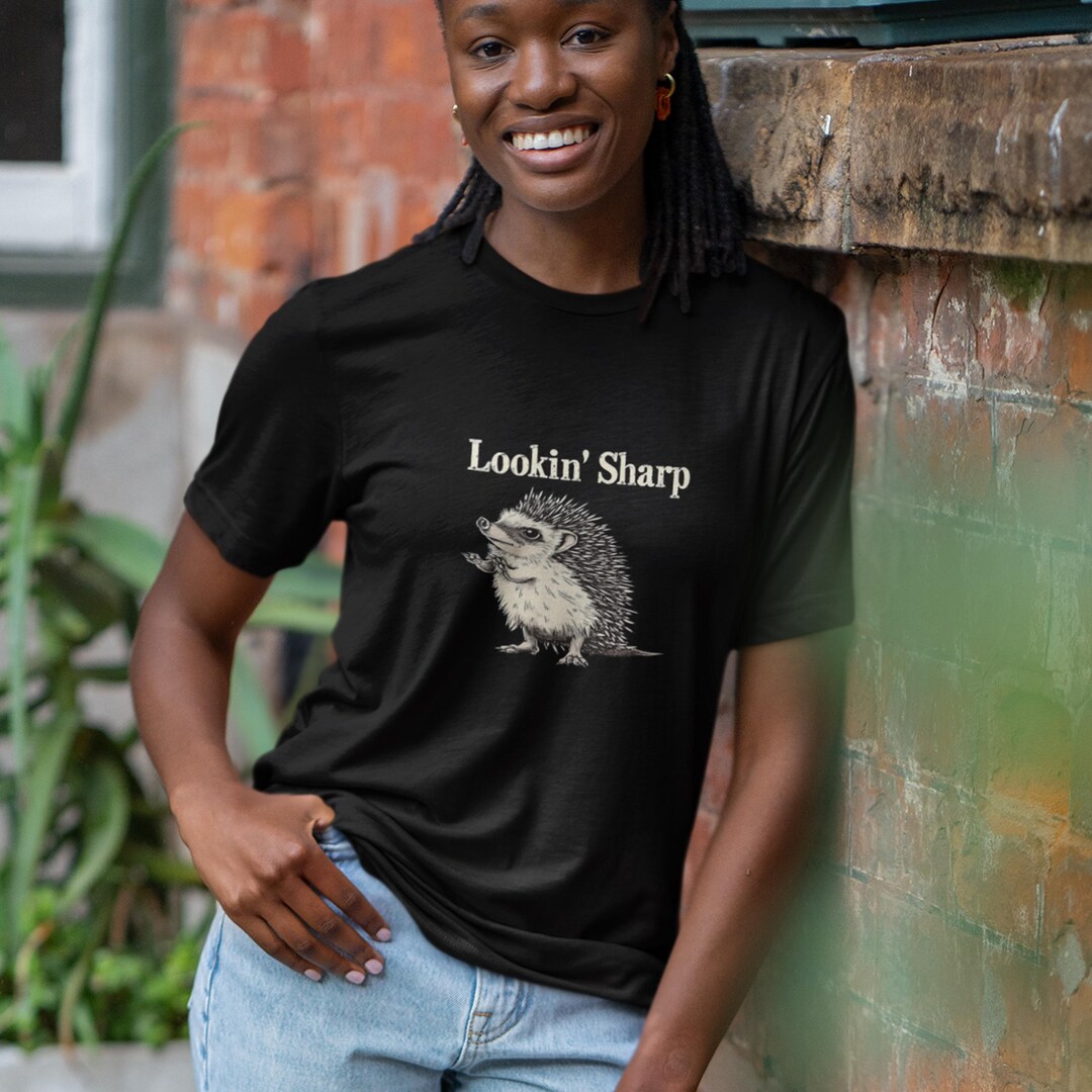 Lookin' Sharp Hedgehog Tee - Funny Animal Graphic Shirt - Etsy