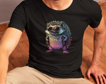 Camiseta con gafas de sol de erizo: gráfico animal divertido, Bella Canvas