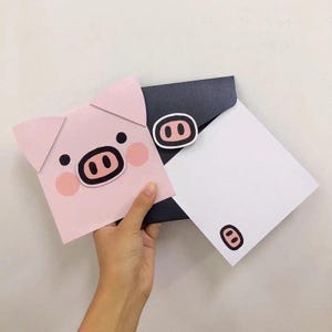 Cartão de felicitações fofo de leitão 3D - Cartão de felicitações engraçado de leitão de desenho animado 3D, cartão de felicitações engraçado e fofo com tema de animais.