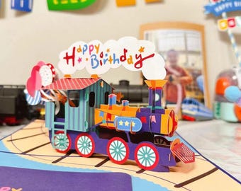 Birthday Train 3D Greeting Card – Colorful Train Body Greeting Card - Perfect for Travel Lovers Halloween