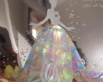 3D Rainbow Princess Birthday Card | Handmade 3D Princess Card | Light Reflective Colorful Birthday Wishes.