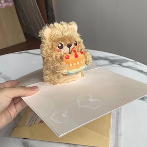 Jolie carte de voeux ours en peluche 3D - Carte de voeux animal 3D faite main - Carte de voeux ours en peluche pour carte de voeux créative d'anniversaire/vacances