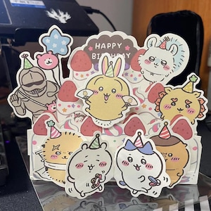 Linda tarjeta de cumpleaños tridimensional chiikawa chiikawa chiikawa libro tridimensional linda tarjeta de felicitación de conejito.