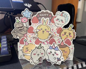 Cute three-dimensional birthday card chiikawa chiikawa chiikawa three-dimensional book cute little rabbit greeting card.