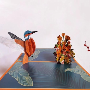Biglietto d'auguri 3D con fiore di colibrì - Biglietto creativo 3D con uccello, un regalo di auguri per gli amanti della natura