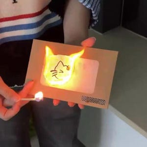 Tarjeta de felicitación DIY con llama encendida - Material de papel para sobres - Tarjeta de felicitación de regalo - Tarjeta de regalo creativa con sobres