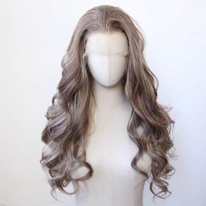 Rust Brown Lace Front Natural Wig Big Wave Curly Hair Full Wig Set Platinum Highlight Brown Cos Wool Curly Wig