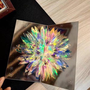 3D Regenbogen Blumen Grußkarte | Handgemachte 3D Blumen Grußkarte | Licht und Schatten, die bunte Segnungen reflektieren