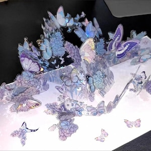 3D Schmetterling Pop-Up Grußkarte - Kristallblumen Schmetterling Grußkarte - Grußkarte für jeden Anlass