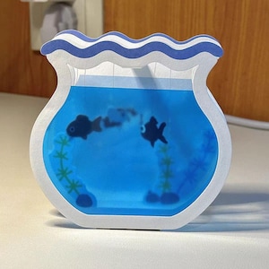 Pecera 3D, tarjeta 3D de acuario, tarjeta de felicitación emergente de pecera, tarjeta de cumpleaños plegable 3D.