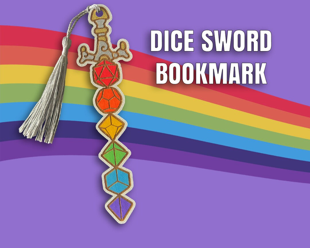 Dnd Bookmark With Dice Hand Painted Dungeons and Dragons Inspired ...