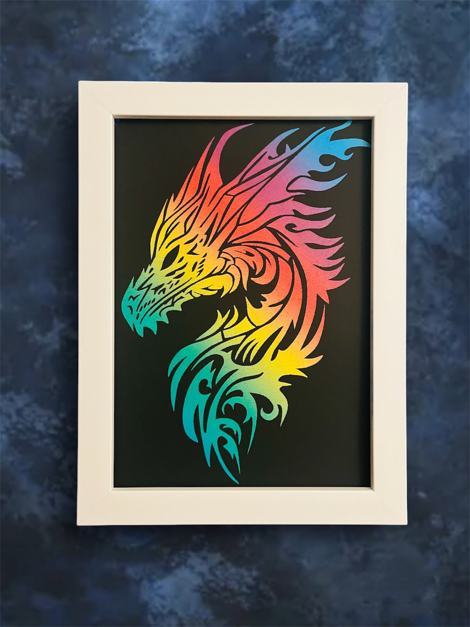 Rainbow Dragon Art, Fantasy Rainbow Dragon Art Framed - Etsy