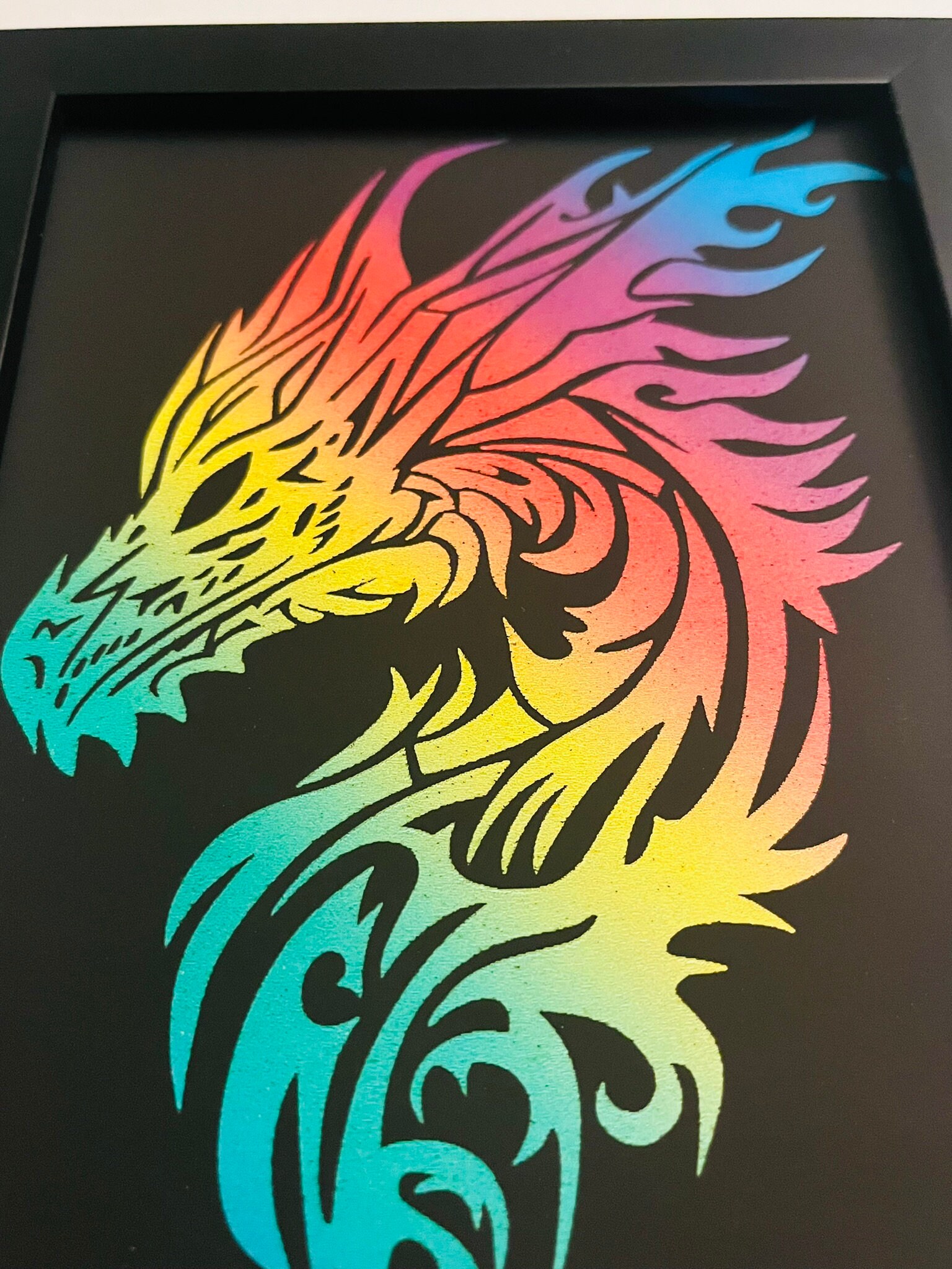 Rainbow Dragon Art, Fantasy Rainbow Dragon Art Framed - Etsy