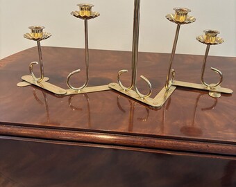 Vintage adjustable folding brass candelabra