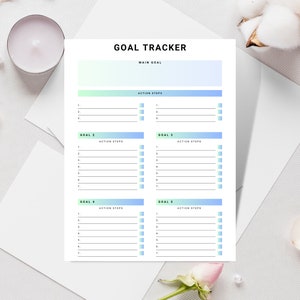Printable Goal Tracker, Blue Goal Planner, Goal Progress, Printable PDF