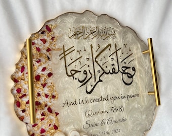 Personalized Wedding Resin Tray, Homemade resin, Nikkah Tray, Islamic Wedding Ring Tray, Engagement Tray, Wedding, Ring Dish, Islamic Gifts