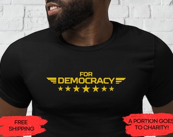 For Democracy T-shirt, Helldiver, Gamer Shirt, Father's Day Gift, Gifts for Him, Husband Gift, New Husband Gift, Boyfriend gift, Girlfriend