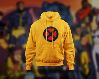 X Hoodie w/ Flock Suede like Emblem