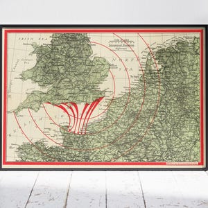Normandy Landings D-Day Map Print | Vintage Operation Overlord Newsmap WWII Normandy Invasion WW2 History Poster Historical Military Map Art