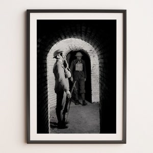 Sentries of the Maginot Line | World War II Vintage Photography Print Black and White WW2 France History Photo Historical Gas Mask Pictures