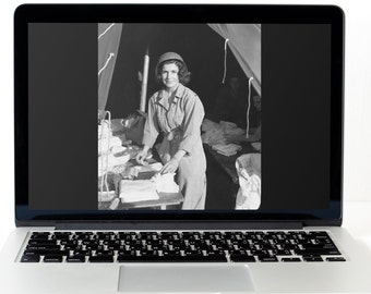 Army Nurse Working in a France Field Hospital | Restored Photo Digital Download, WWII Restored Photo, World War 2 History Posters and Prints