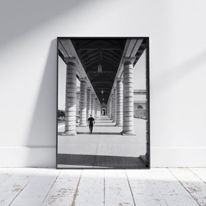 Naval Academy Colonnade | Black and White Restored Vintage Photo Print Antique Architectural Vintage Photography Prints American Buildings