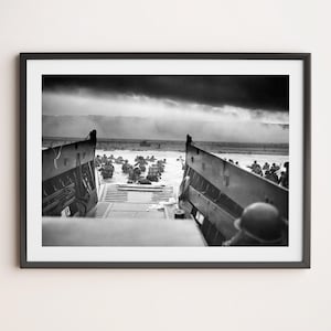 Vintage WWII Print: Into the Jaws of Death | Fine Art Print D-Day Normandy Landings Operation Overlord Iconic Black and White WWII Photos