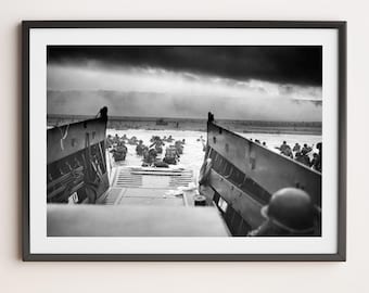 Vintage WWII Print: Into the Jaws of Death | Fine Art Print D-Day Normandy Landings Operation Overlord Iconic Black and White WWII Photos