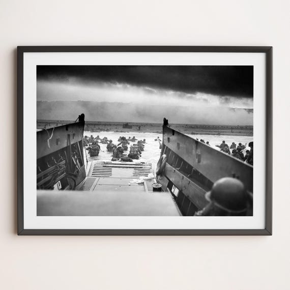 Vintage WWII Print: Into the Jaws of Death | Fine Art Print D-day