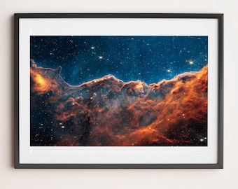 NASA Photo Print: Carina Nebula Cosmic Cliffs | Fine Art Print | James Webb Space Telescope Deep Space Photography Astronomy Galaxy Wall Art