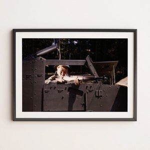Soldier Aiming Out of a Halftrack | Giclée Fine Art Print, WW2, M1 Garand, World War II, History Wall Decor, Antique, Restored Photography