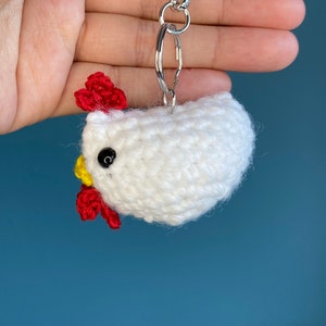 Porte-clés poulet amigurumi au crochet mini poulet derpy porte-clés poulet mignon