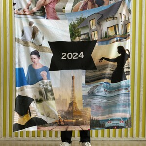 Personalized Travel Photo Collage Blanket, Couple Photo Blanket Gift,  Travel Name Blanket Gifts, Mothers Day Gift, Custom Travel Photo Gift