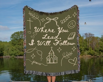 I Will Follow Woven Blanket: Faith Based Throw Blanket Christian Home Decor Gift