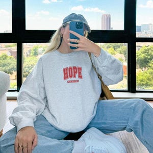 Hope Oversized Crewneck Sweatshirt, Inspirational Gift, Faith-Based Apparel, Cozy Tee, Casual Comfort, Bible Verse, Faith Gift, Jesus Saves