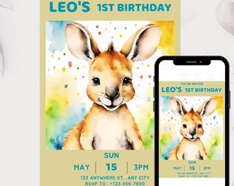 Editable Australian Animals Birthday Party Invitation