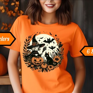 Witch and Cat Halloween Shirt, Halloween Shirt, Halloween Witch Funny Shirt, Pumpkin Halloween Shirt, Pumpkin Halloween Shirt