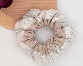 Coletero reversible de algodón y lino con estampado floral – Goma para el pelo neutra, regalo para mamá, regalo del Día de la Madre, accesorio suave para el día a día