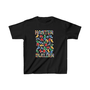 Lego Kinder T Shirt, Kinder Baumwoll T-Shirt mit Baustein Druck, Jungen Mädchen Camisa INfantil, Lego-Liebhaber-Geschenk, Kindermode-Hemd,
