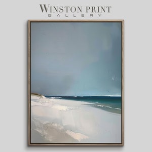 Minimal Beach Scene Painting Variant 2, Seaside Painting, Ocean Themed Artwork, Beach and Sand, Contemporary Painting, Digital Download