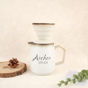 Anpassade handgjorda keramiska kaffedroppar, keramiska droppkaffeset, pour-over-kaffekeramik, presenter till kaffeälskare, V60-kaffedroppar