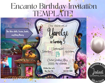 Encanto Geburtstagseinladung, Druckbare Einladung Vorlage - Sofort Download