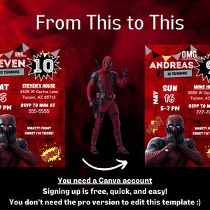 Deadpool Geburtstagseinladung, OMG Deadpool, Druckbare Einladung Vorlage - Sofort Download Bild 7