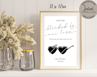 Bewerkbaar verblind door ons liefdesteken, groot afdrukbaar bruiloftzonneteken, modern bruiloftsteken (11x17in) - Instant Download