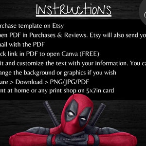Deadpool Geburtstagseinladung, OMG Deadpool, Druckbare Einladung Vorlage - Sofort Download Bild 6