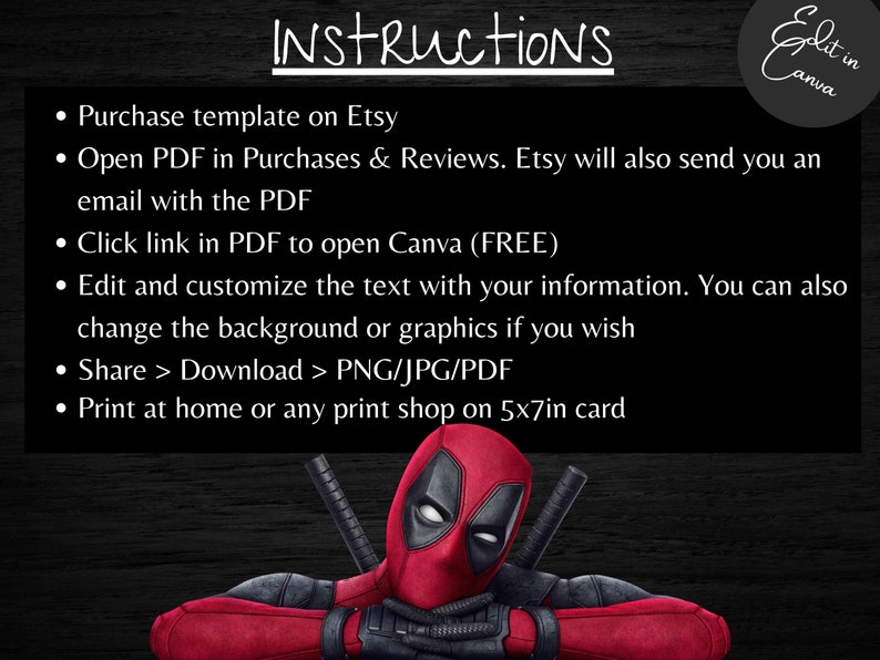 Deadpool Geburtstagseinladung, OMG Deadpool, Druckbare Einladung Vorlage - Sofort Download Bild 6